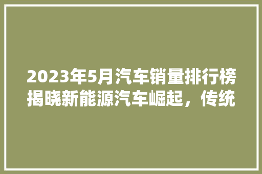 2023年5月汽车销量排行榜揭晓新能源汽车崛起，传统车企面临挑战