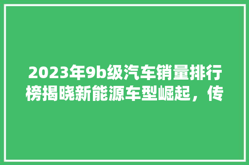 2023年9b级汽车销量排行榜揭晓新能源车型崛起，传统车企转型加速