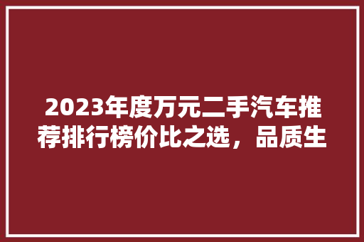 2023年度万元二手汽车推荐排行榜价比之选，品质生活不将就