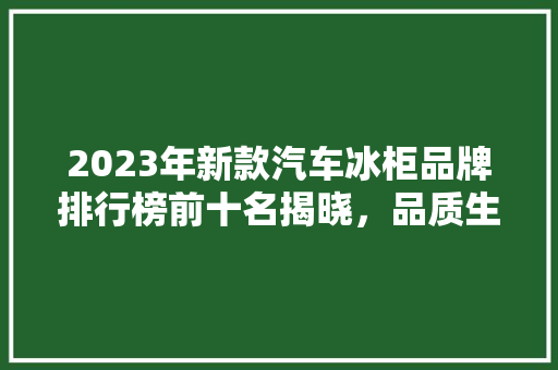 2023年新款汽车冰柜品牌排行榜前十名揭晓，品质生活从此开启！