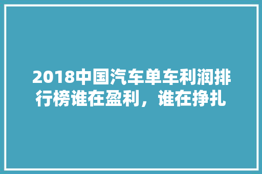 2018中国汽车单车利润排行榜谁在盈利，谁在挣扎
