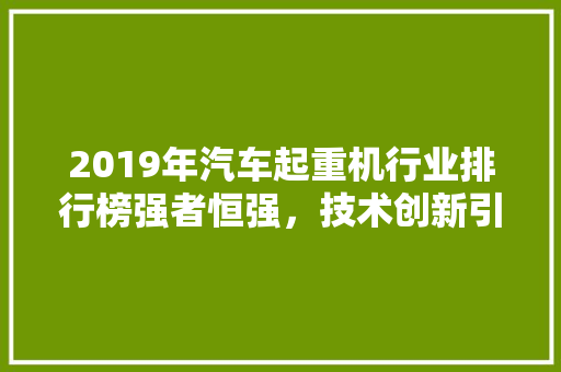 2019年汽车起重机行业排行榜强者恒强，技术创新引领未来