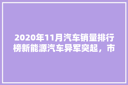 2020年11月汽车销量排行榜新能源汽车异军突起，市场格局发生新变化