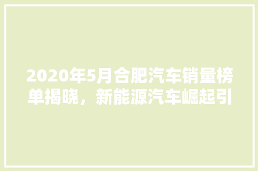 2020年5月合肥汽车销量榜单揭晓，新能源汽车崛起引领市场新风向