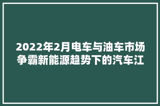 2022年2月电车与油车市场争霸新能源趋势下的汽车江湖
