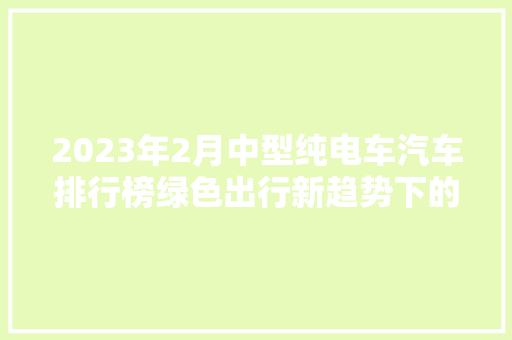2023年2月中型纯电车汽车排行榜绿色出行新趋势下的风云变幻