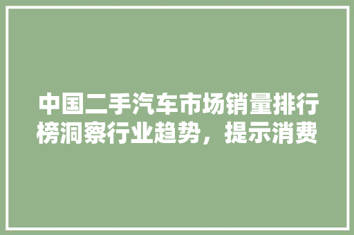 中国二手汽车市场销量排行榜洞察行业趋势，提示消费动向