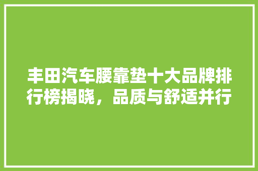 丰田汽车腰靠垫十大品牌排行榜揭晓，品质与舒适并行