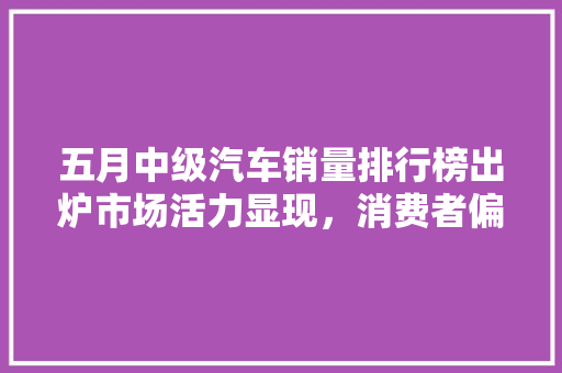 五月中级汽车销量排行榜出炉市场活力显现，消费者偏好多元