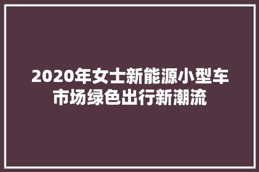 2020年女士新能源小型车市场绿色出行新潮流
