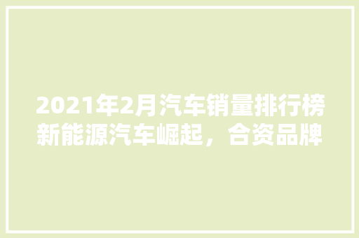 2021年2月汽车销量排行榜新能源汽车崛起，合资品牌稳居前列