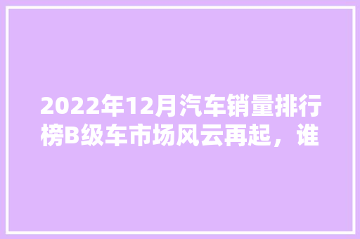 2022年12月汽车销量排行榜B级车市场风云再起，谁主沉浮