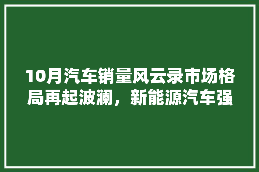 10月汽车销量风云录市场格局再起波澜，新能源汽车强势崛起
