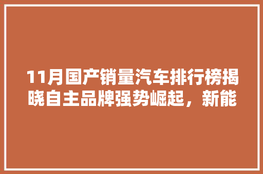 11月国产销量汽车排行榜揭晓自主品牌强势崛起，新能源汽车表现亮眼