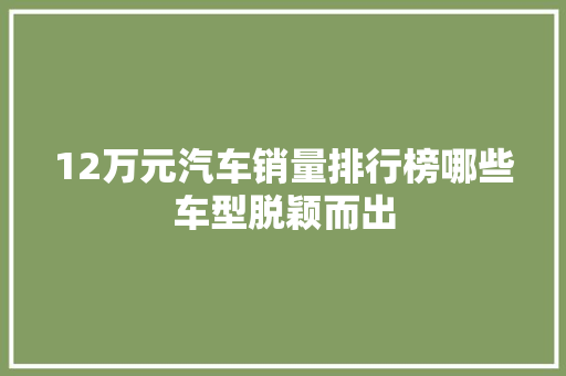 12万元汽车销量排行榜哪些车型脱颖而出