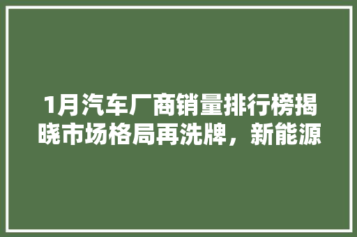 1月汽车厂商销量排行榜揭晓市场格局再洗牌，新能源汽车崛起
