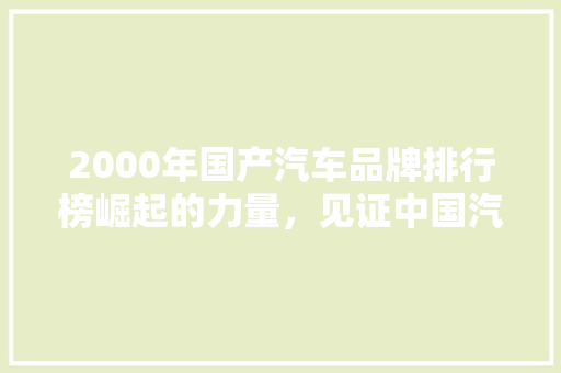 2000年国产汽车品牌排行榜崛起的力量，见证中国汽车产业的辉煌