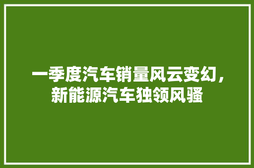 一季度汽车销量风云变幻，新能源汽车独领风骚