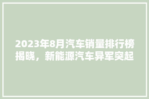 2023年8月汽车销量排行榜揭晓，新能源汽车异军突起，市场格局再塑