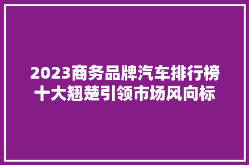 2023商务品牌汽车排行榜十大翘楚引领市场风向标