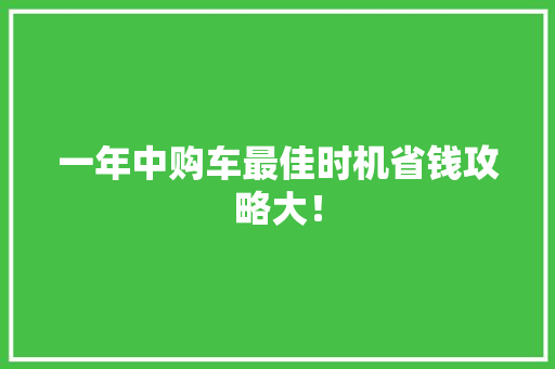 一年中购车最佳时机省钱攻略大！