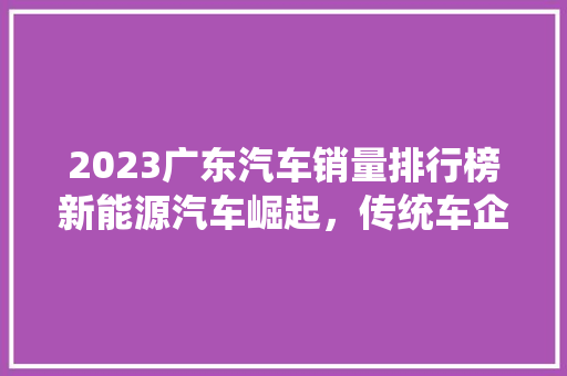 2023广东汽车销量排行榜新能源汽车崛起，传统车企稳居前列