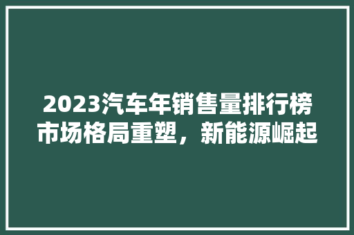 2023汽车年销售量排行榜市场格局重塑，新能源崛起