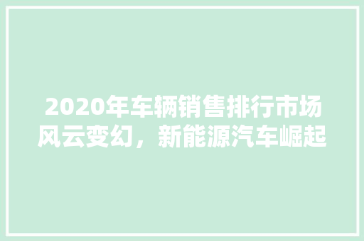 2020年车辆销售排行市场风云变幻，新能源汽车崛起