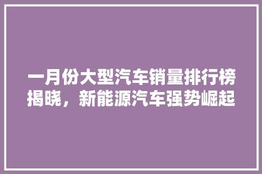 一月份大型汽车销量排行榜揭晓，新能源汽车强势崛起