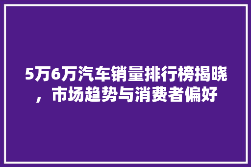 5万6万汽车销量排行榜揭晓，市场趋势与消费者偏好