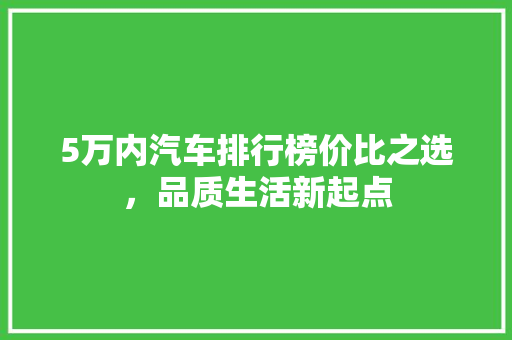 5万内汽车排行榜价比之选，品质生活新起点