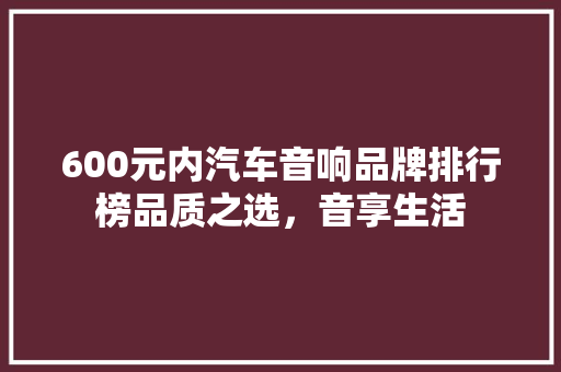 600元内汽车音响品牌排行榜品质之选，音享生活