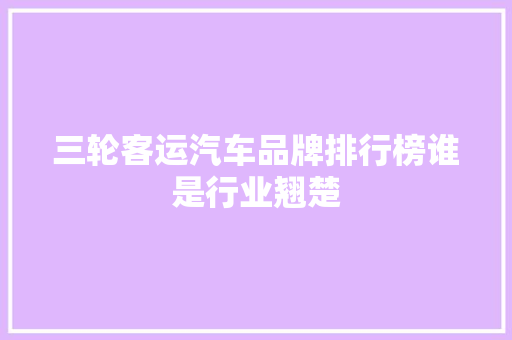 三轮客运汽车品牌排行榜谁是行业翘楚