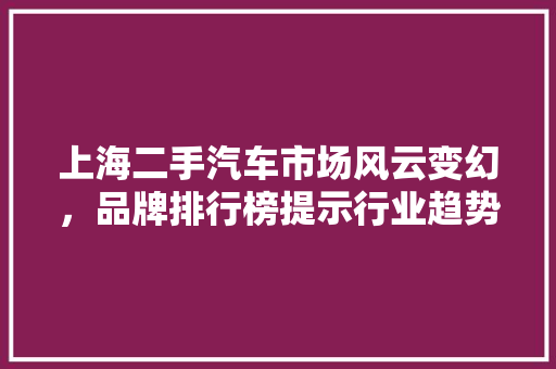 上海二手汽车市场风云变幻，品牌排行榜提示行业趋势