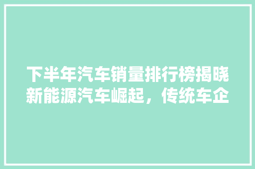下半年汽车销量排行榜揭晓新能源汽车崛起，传统车企面临挑战
