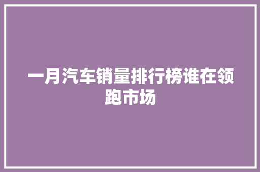 一月汽车销量排行榜谁在领跑市场