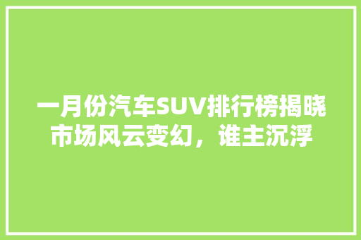 一月份汽车SUV排行榜揭晓市场风云变幻，谁主沉浮
