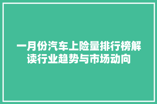 一月份汽车上险量排行榜解读行业趋势与市场动向