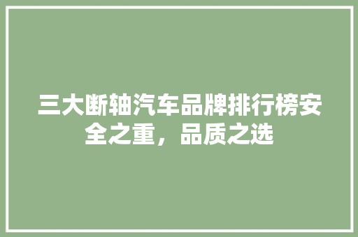 三大断轴汽车品牌排行榜安全之重，品质之选