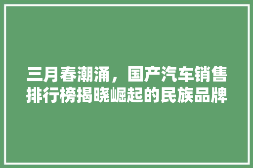 三月春潮涌，国产汽车销售排行榜揭晓崛起的民族品牌