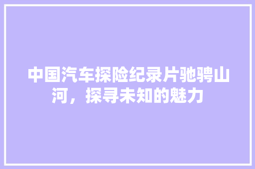 中国汽车探险纪录片驰骋山河，探寻未知的魅力