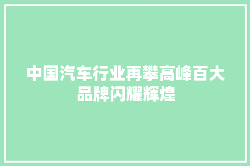 中国汽车行业再攀高峰百大品牌闪耀辉煌