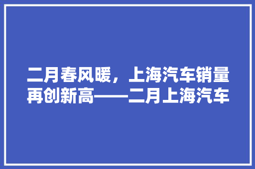二月春风暖，上海汽车销量再创新高——二月上海汽车销量排行榜