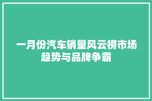 一月份汽车销量风云榜市场趋势与品牌争霸