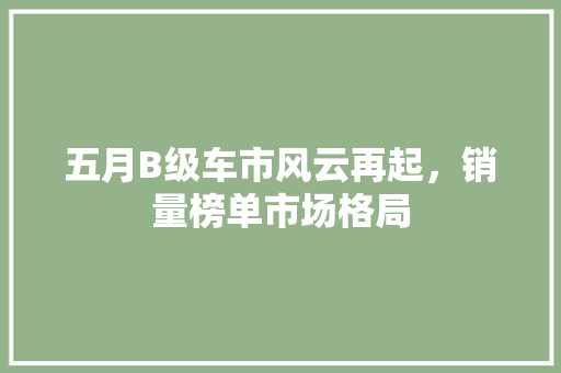 五月B级车市风云再起，销量榜单市场格局