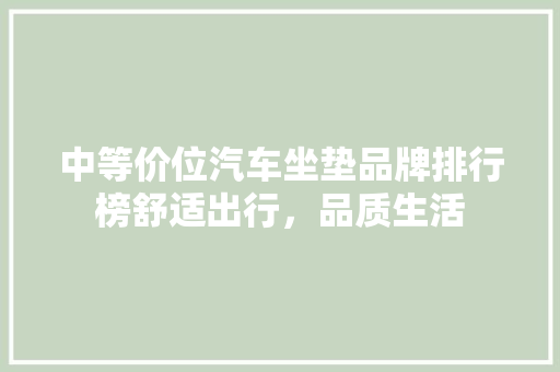 中等价位汽车坐垫品牌排行榜舒适出行，品质生活