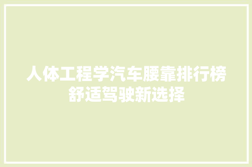 人体工程学汽车腰靠排行榜舒适驾驶新选择