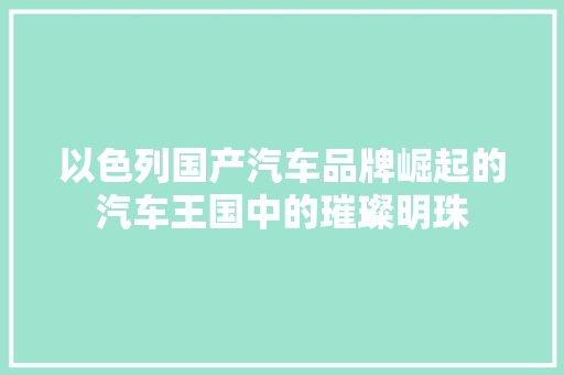 以色列国产汽车品牌崛起的汽车王国中的璀璨明珠