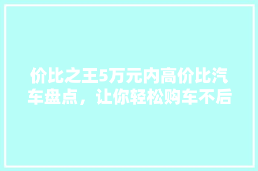 价比之王5万元内高价比汽车盘点，让你轻松购车不后悔！
