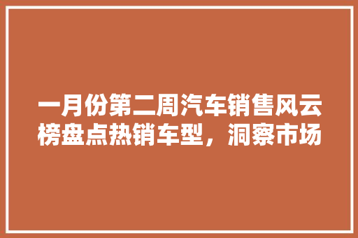 一月份第二周汽车销售风云榜盘点热销车型，洞察市场动向